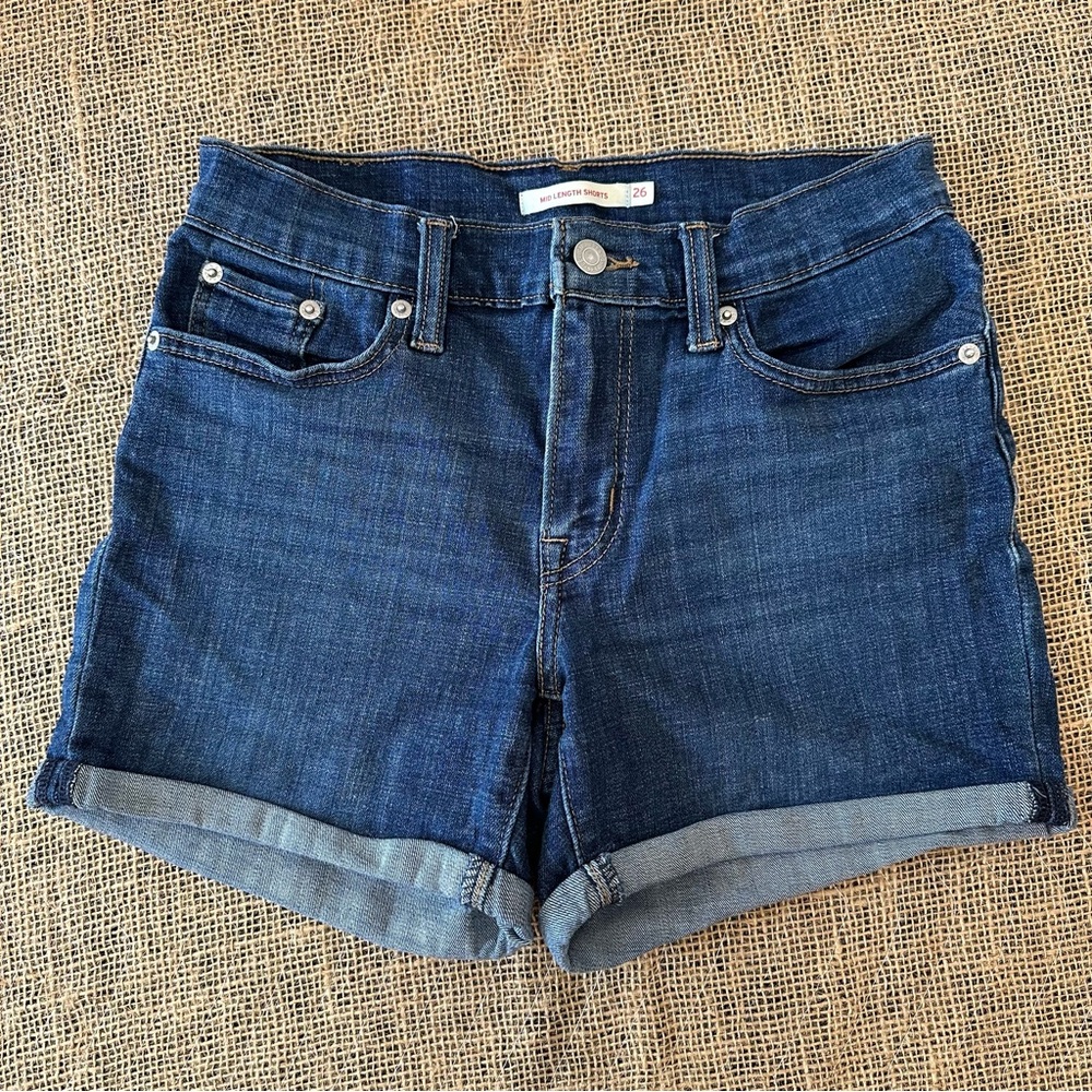 Levi's Blue Jean Mid Length Shorts Classic Cuffed Style